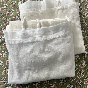 Pair 100% Cotton White Textured Curtains 72” long